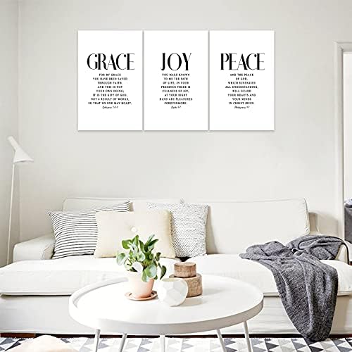 3 Piece Inspirational Wall Art White Motivational Mindset Picture, Quote "Grace - Image 4