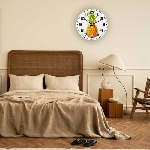 Pineapple Wall Clock Watercolor Ananas Comosus Battery Powered Wall Clock - Image 5