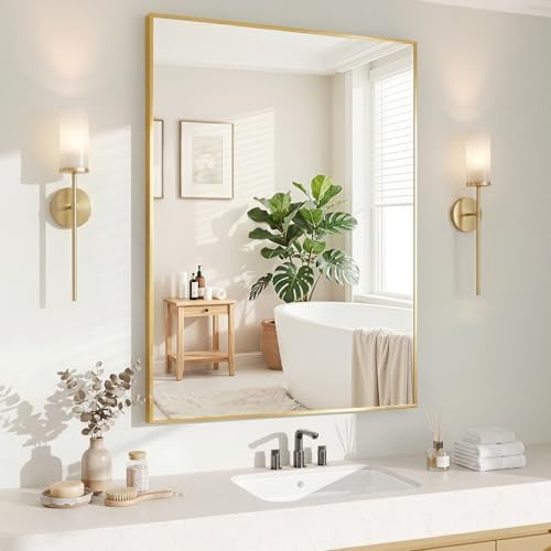 Koonmi Gold Mirrors for Wall, 30x40 Inch Bathroom Mirror, Rectangular Wall by KOONMI