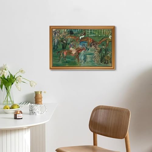 XJYISUO Vintage Gold Framed Wall Art Equestrian Canvas Art Horse Race Pictures - Image 5