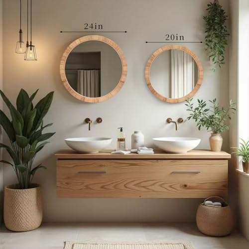 FUIN 25" Boho Chic Round Rattan Mirror - Image 4