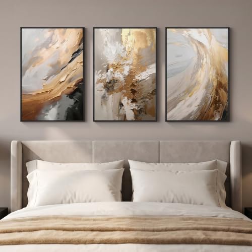 Framed Neutral Gold Abstract Wall Art by Cuspin