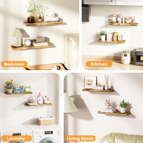 Organic Wavy Edge Floating Shelves, Hidden Brackets, 2 Pack 24 in - Image 6