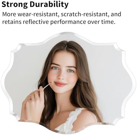 Frameless Scalloped Wall Mirror: Modern Glass Mirror 31.5x23.6 inch - Image 4