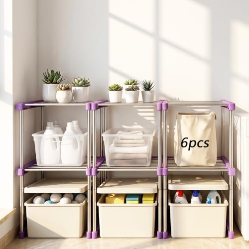 BLULEE Expandable Standing Shelf Unit, Adjustable Storage Rack Purple by BLULEE