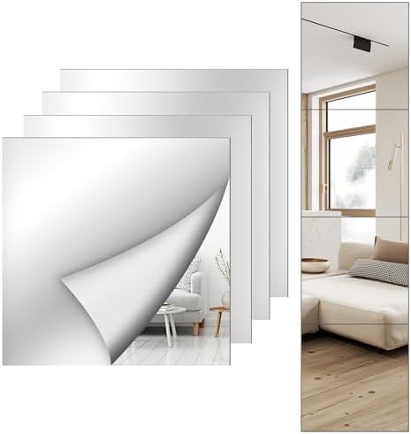 Shiftshade Mirror Wall Full Length, 12X12 Inch Unbreakable Mirror Tiles by Unknown