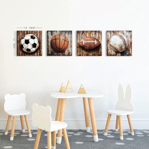Nursery Wall Decor Boys Bedroom Decor Farmhouse Football Basketball Pictures - Image 4