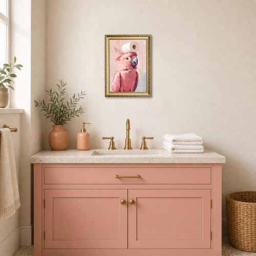 Funny Pink Cockatoo Bathroom Wall Art, Cute Bird Toilet Paper Wall Decor - Image 5
