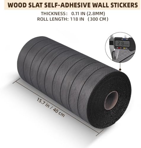 Peel and Stick Wood Slat Wall Panels, Dark Gray, 118 x 15.7 in - Image 3