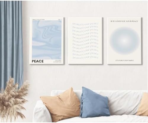 Blue Aura Wall Art Decor Retro Aesthetic Canvas Wall Art Pastel Abstract - Image 7