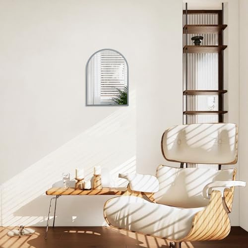 Wall Mirror Arched Bathroom Mirrors Aluminum Alloy Frame Contemporary Hanging - Image 5