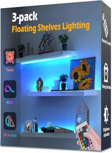 3-Pack Shelf Lights, Upgrade Battery Operated 20inch Led Strip Lights by Little+Joke