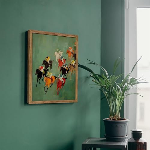 Framed Vintage Abstract Wall Art, Retro Horse Racing Scene Poster Prints - Image 2