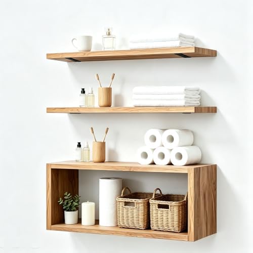 Ypvxe15.7in Floating Shelves Set of 3, Anti-Sag Bracket, Wall Storage Shelves by Unknown