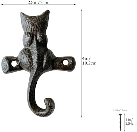 Rustic Cat-Shaped Decorative Wall Hook Rack Hangers - Image 2