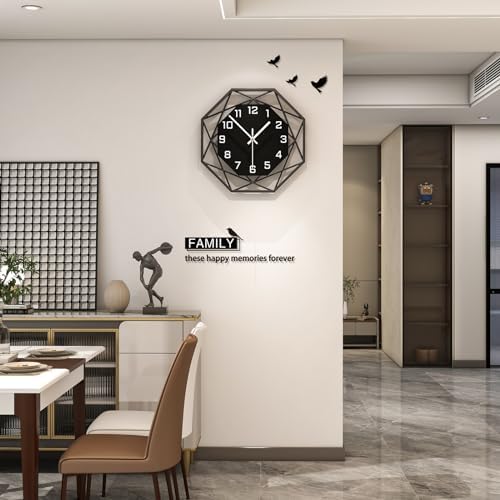 Modern Wall Clocks for Living Room Decor 12in Black Analog Clock - Image 3