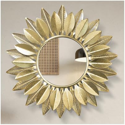 24" Gold Sunburst Decorative Wall Mirror – Handmade Flower Design by HEBOIXHOMEDECOR