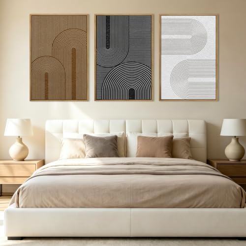 Extra Large Abstract Modern Wall Art Framed Dark Wall Painting Neutral Print - Image 4