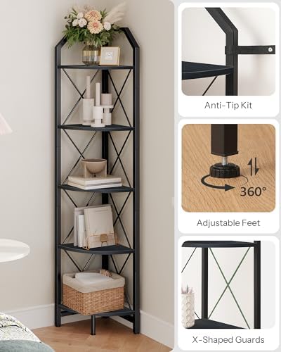 CHOEZON 5-Tier Corner Shelf, Industrial Corner Bookshelf, 59.4" Corner Storage - Image 4