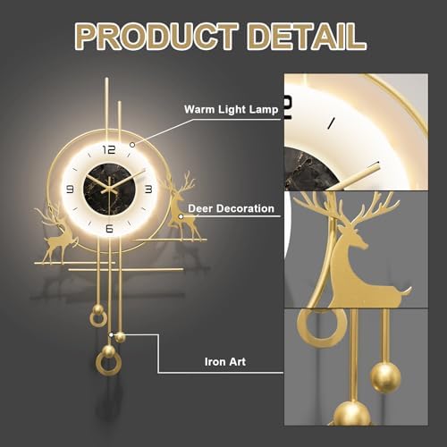 Large Gold Wall Clock for Living Room, Wall Clocks Decorative - Image 4