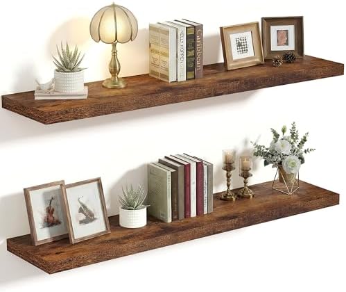 Vivelove 36" Floating Shelves 10 inch Deep, Rustic Brown by VIVELOVE