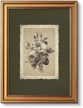 VIYYIEA Vintage Gold Framed Wall Art, 12x16 Inch Floral Rose Retro print by VIYYIEAART