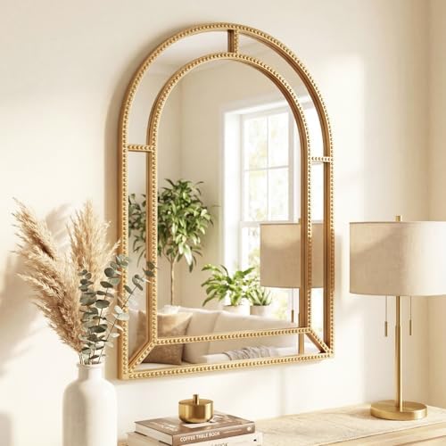 CHARMAID Gold Arched Wall Mirror by CHARMAID