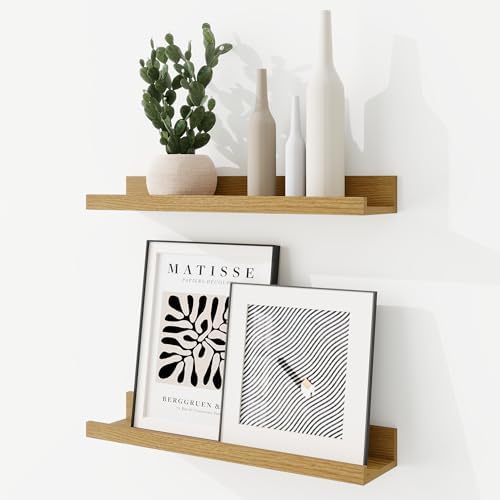 RICHFOCUS Picture Ledge Shelf, 16 inch Floating Shelves Set of 2, Wood Wall by RICHFOCUS