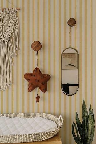 RollsRolla Neutral Beige Stripe Peel and Stick Fabric Canvas Wallpaper - Image 5