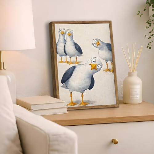 Funny Seagull Nursery Wall Art, Cute Bird Kids Room Wall Decor Painting - Image 3