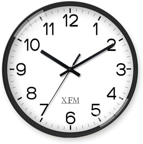 XFM Large Silent Wall Clocks Battery Operated 16 Inch Black Classic by XFMWallClock