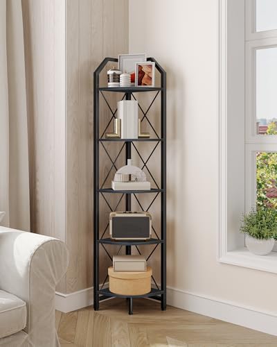 CHOEZON 5-Tier Corner Shelf, Industrial Corner Bookshelf, 59.4" Corner Storage - Image 5