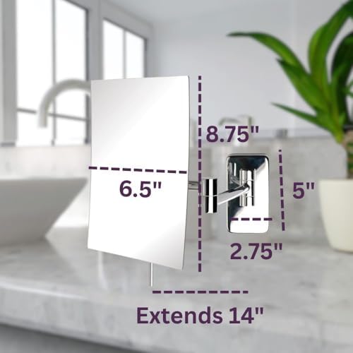 JERDON Wall-Mounted Makeup Mirror - Image 2