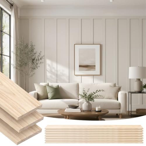 Paulownia Wood Wall Panel Board Batten Panel Kit 9 ft x 6.67 ft by Memorywuu