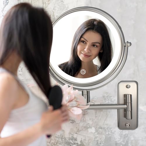 JANEEVA 8" Wall Mounted Lighted Makeup Mirror, Rechargeable Double Sided 1X/10X - Image 6