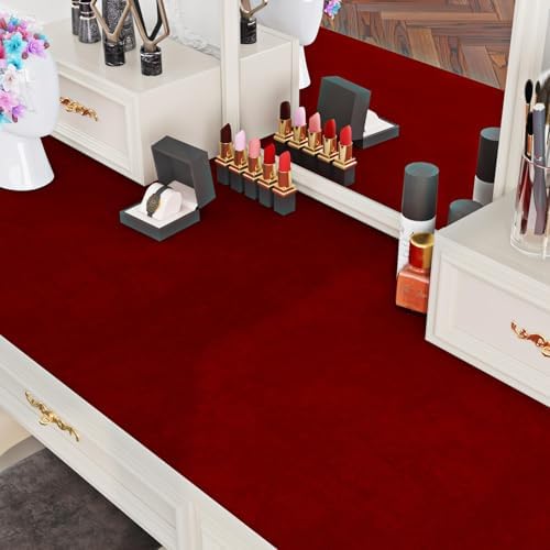 Livelynine 15.8x197 Textured Dark Red Wallpaper Peel and Stick Velvet Fabric - Image 3
