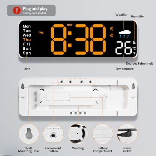 Digital Wall Clock, Auto-dimming - Image 6