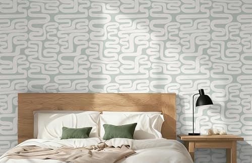 Peel and Stick Wallpaper Green and White Wallpaper Modern Geometric Contact - Image 6