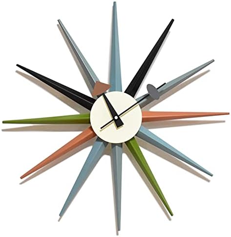 Large Sunburst Wall Clock 18 Inch, Mid Century Modern by MOLEIHAO