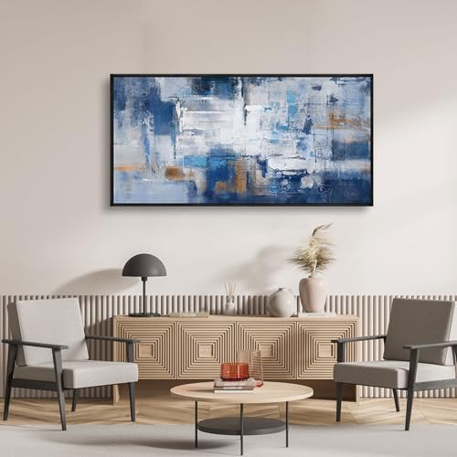 KLAKLA Navy Blue Abstract Canvas Wall Art - Image 3