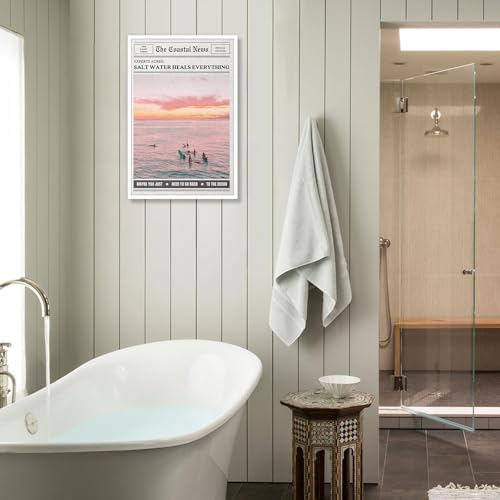 Bittiler Retro Salt Water Heals Everything Posters Pink Beach Coastal Surf Girl - Image 6