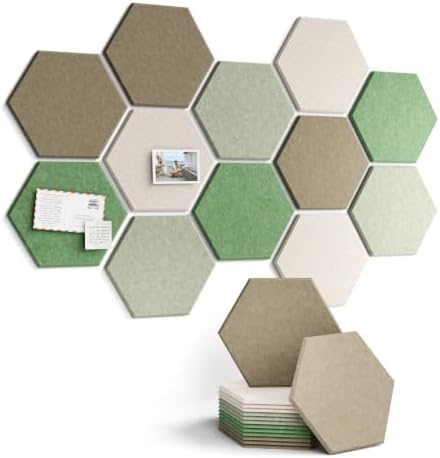 Fluxynara 12-Pack Hexagon Felt Bulletin Board Tiles, Moss Haven-1 by FLUXYNARA