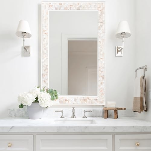 Tanmicoshomy White Framed Rectangle Bathroom Mirrors - Image 2