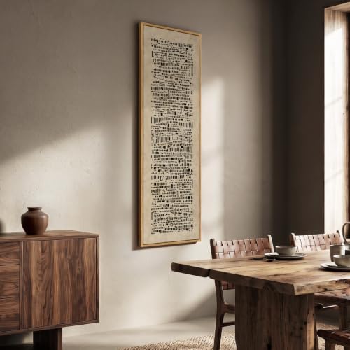 Large Framed Neutral Brown and Black Abstract Wall Art, Long Vertical 20x60 - Image 3