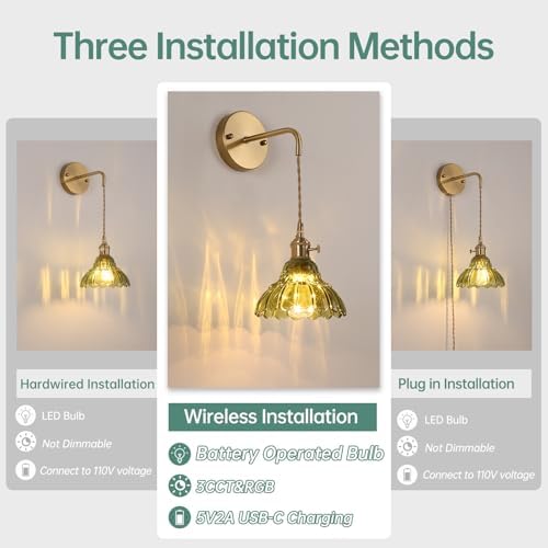 Shenmoyl Battery Operated Wall Sconce Wall Lamp - Image 4