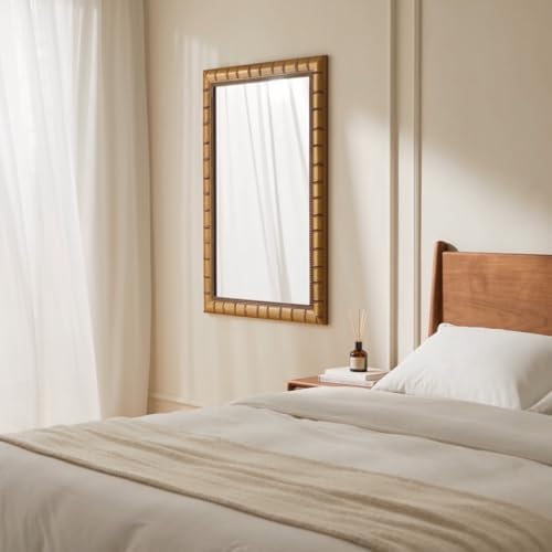 Large Wall Decorative Mirror, Rectangular Warm Gold Mirrors - Image 2