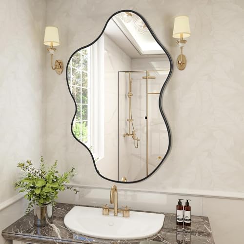 Black Asymmetrical Bathroom Mirror - Image 2