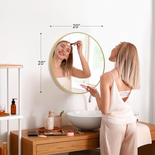 NEWBULIG 20 Inch Round Bathroom Mirror, Wall Mount Vanity Mirror - Image 3