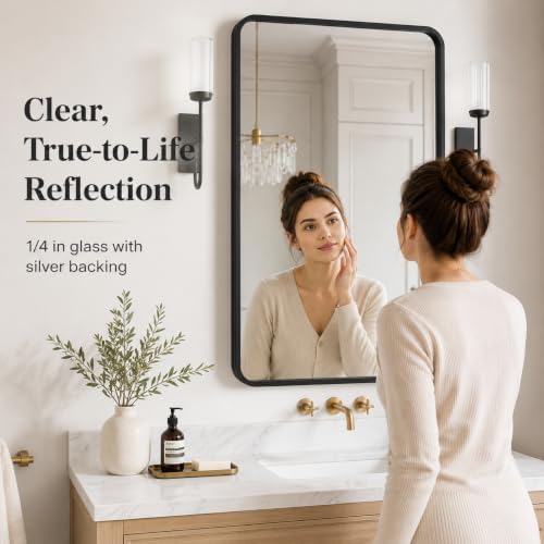USHOWER 2-Pack Black Bathroom Mirrors Over Sink 22 x 30 Inch - Image 3