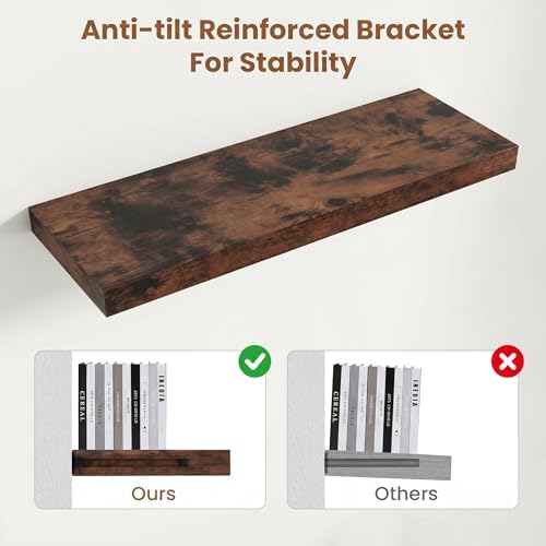 Vivelove Floating Shelves for Wall 18x12” Set of 2, Rustic Brown - Image 5